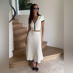 Commense Minimalism Contrast Trim Sweater Skirt Set